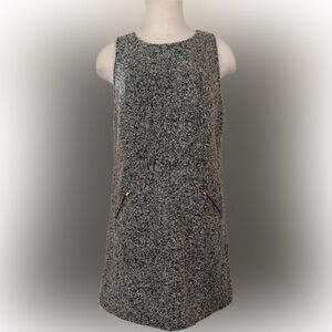 Loft Gray Tweed Sleeveless Sheath Dress with Zip Pockets